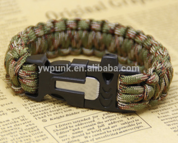 newest army green men's sennit paracord survival bracelet with fire starter flint buckle for men
