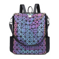 Custom waterproof holographic luminous fashion geometric PU leather outdoor waterproof kids backpack outdoor leisure travel PU