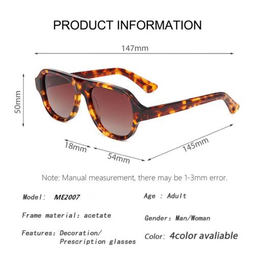Retro Double Bridge Pilot Acetate Sunglasses ME2007