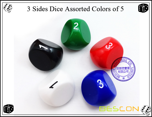 3 Sides Dice Assorted Colors of 5-2