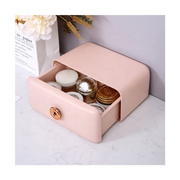 Organisateur de maquillage d'étanchéité rose portable avec poignée et couvercle anti-poussière