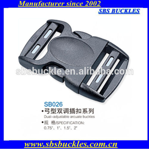 wholesale black dual-adjustable arcuate buckles with plastic SB026