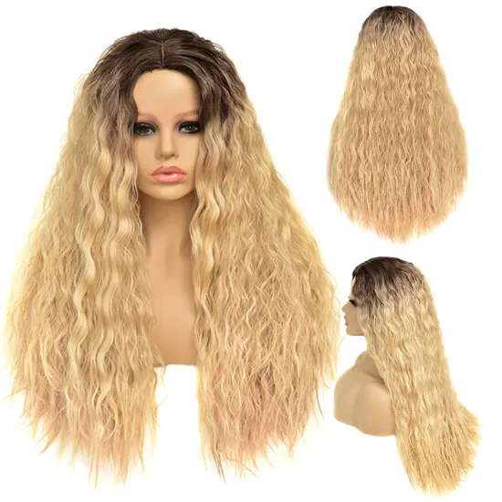 Blonde Afro Curly Wig Synthetic hair Wigs Water Wave Heat Resistant headband wig for black women