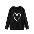 Damen -Casual Heart Print Long Sleeve Pullover