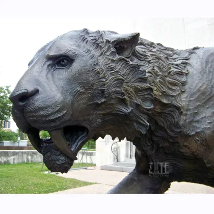 Garden metal animal sculpture bronze saber-toothed tiger statue
