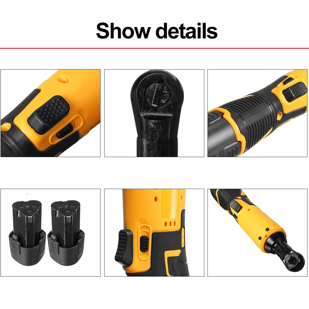 12V Electric Wrench Kit 3/8 Cordless Ratchet Wrench Rechargeable 45NM Torque Ratchet Power Tools US/EU Plug 2 Battery 7200mah