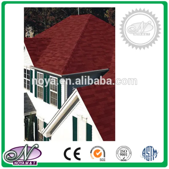 Fiberglass asphalt roofing Shingles coloured glaze insulation asphalt shingles with low price
