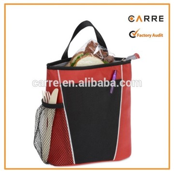 insulated nonwoven lunch bag with side mesh pocket