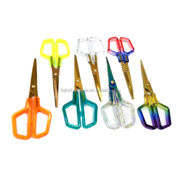 Modern Portable Sewing Shears with Multicolored Acrylic Handles