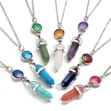 fish's scales hexagonal prism Stone Necklace