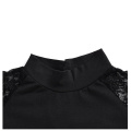 Womens Turtleneck Lace Top Sexy Black