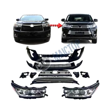 MAICTOP Car Accessories Front Bumper Grille Headlight Body Kit for Highlander 2015-2017 to 2018 Upgrade