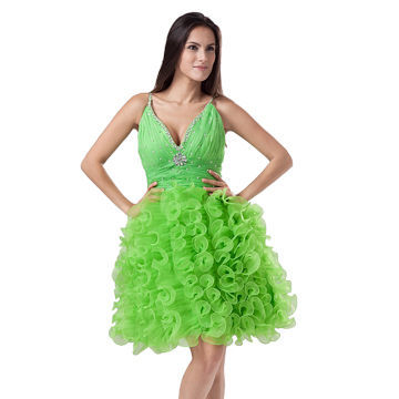 Màu xanh lá cây organza vũ hội ăn bên dress