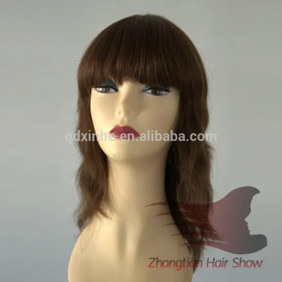 22inch Natural Straight Mongolian Human Hair Blond Jewish Wig with Bang