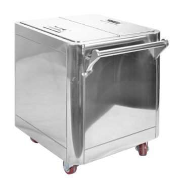 Flour storage trolley with universal wheels