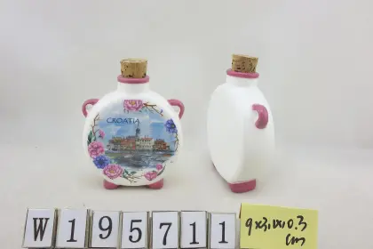 Croatian Custom Souvenir Ceramic Snuff Bottle with Underglazed Decal Travel Present