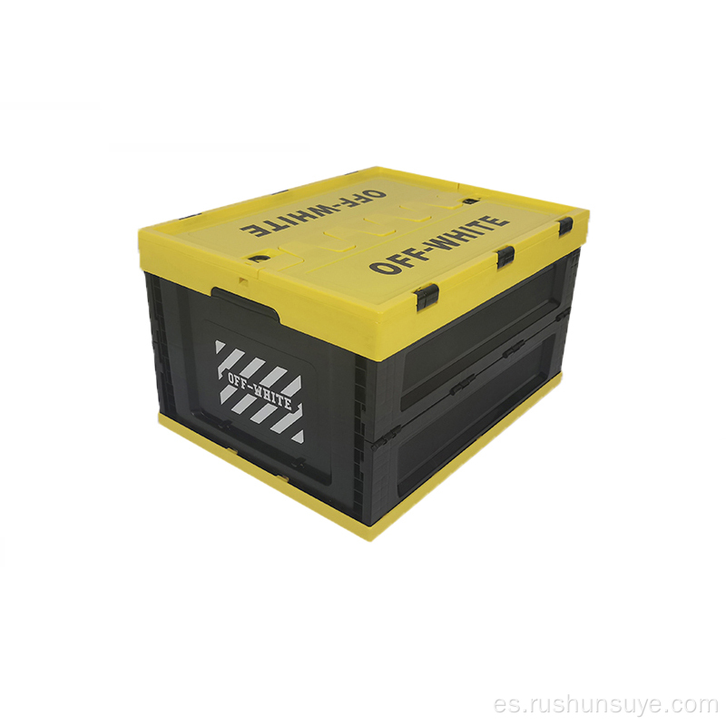 Caja plegable de moda negra amarilla 53L con cubierta