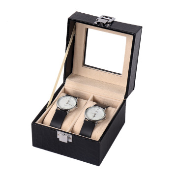 2-Grid PU Leather Watch Box: A Stylish Organizer for Quartz Watches and Jewelry - Perfect Gift Idea