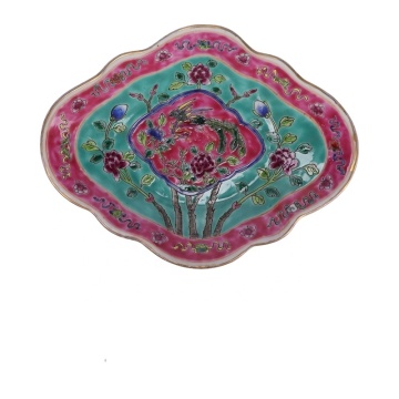 Jingdezhen Peranakan Porcelain Peony Pattern Tall Lace Ceramic Fruit Basket