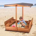 Caja de arena de madera con canopy plegable de arena para niños