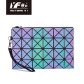 Holographic PU leather geometric purse reflective women geometry luminous envelope handbag