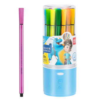 Deli 7060-24 24-Pc Barrel Multicolor Washable Watercolor Pen Set for Kids - 1920 Pcs per Carton
