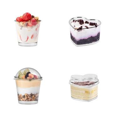 Hot Sale Heart Shaped Plastic Dessert Cups with Lids and Spoons - Cake Decorating Supplies