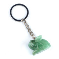 Green Aventurine Handmade Craved 1.0 Inch Rabbit Pendant 7 Chackra Key Chain