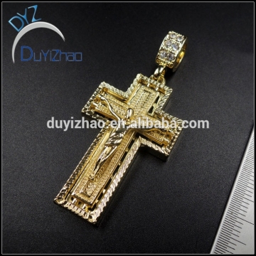 hot sale hip hop cheap gold plated cross jesus pendants