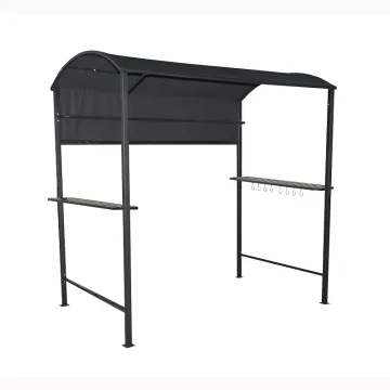 7x4.5ft Grill Tent with Side Awning, Exterior Serving Shelves, and 8 Hooks: Your Outdoor BBQ Gazebo Canopy Solution