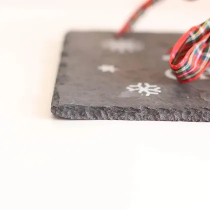 Hanging Slate Chalk Board with Silk Ribbon for Home and Wedding