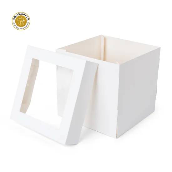 OOLIMAPACK Eco-Friendly Folding Cake Box: A Sustainable Solution for Paper Packaging with a Window for Takeaway Cakes