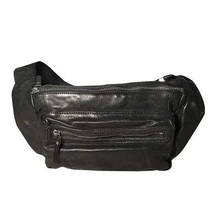 Men PU Bum Bags Black Waist Fanny Pack
