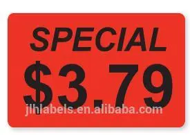 Retail Merchandising Price Labels,43x21mm x 1000 labels/roll,fluorescent red labels,with security cut