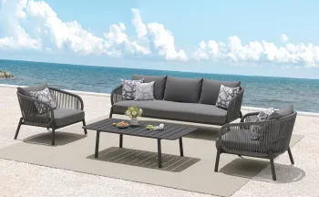 Modern Aluminum and Rope Outdoor Furniture Set
