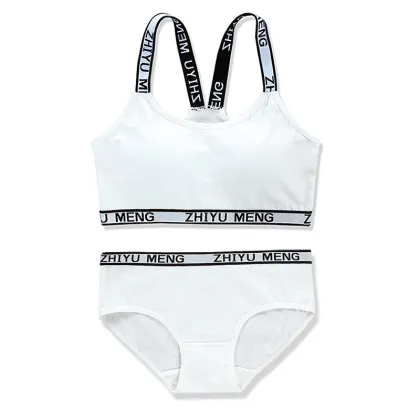 Cotton Girls Bra and Panty Sets: Teenage Girls' Padded Training Bra and Panties for Kids' Sports