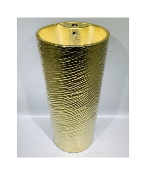 European Golden Ceramic One-Piece Round Shape Free Standing Pedestal Basin