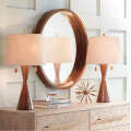 Modern Hourglass Table Lamp Warm Brown Wood