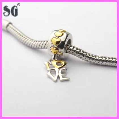 Golden Radiance love theme Heart Pattern Sterling Silver Pretty Hollow Beads