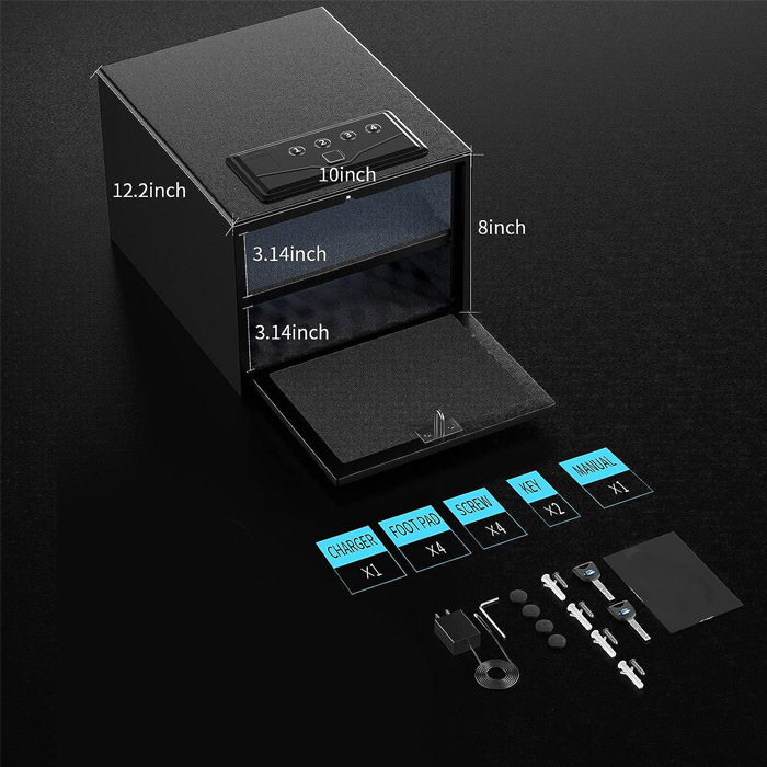 Home Fingerprint Pistol Safe for Nightstand