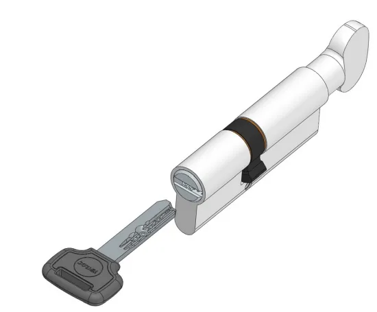 Telescopic pin cylinder lock knob sided