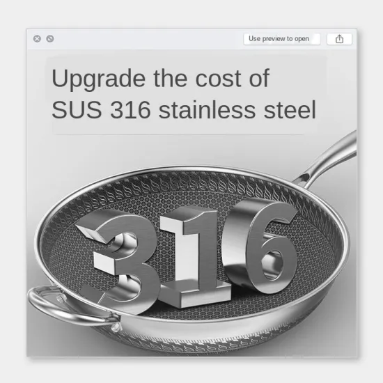 New 316 Stainless Steel Honeycomb Frying Pan Non Stick Without Oil Fume And Coating Kitchen Cookware Wok Pots And Pans