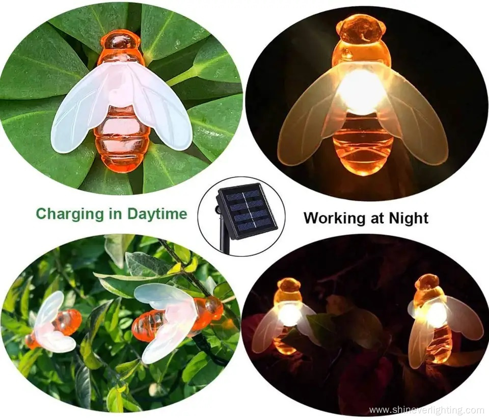 Honey Bee Shape Solar Powered Fairy String Lights