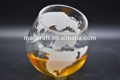 clear hand blown by skil skilled artisans 230ML sppinning map glasses