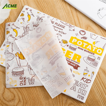Oilproof and Greaseproof Custom Logo Printed Wax Food Wrapping Paper