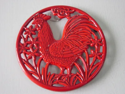 Red Rooster Cast Iron Trivet