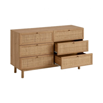 Wooden Cabinets with Six Rattan Storage Drawers for Living Room - Furniture Wholesales