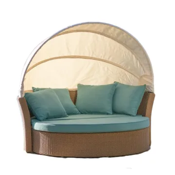 Patio Rattan Day Bed Brown Outdoor Daybeds