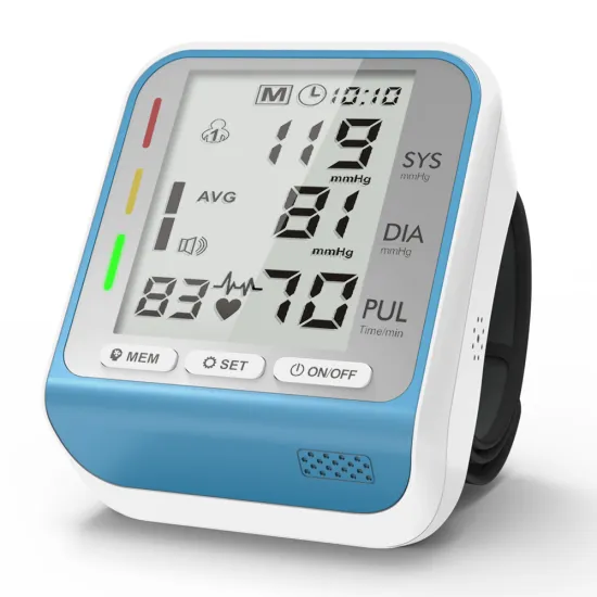 Automatic digital wrist blood pressure monitor BP cuff machine home test device  with three-color indicator light