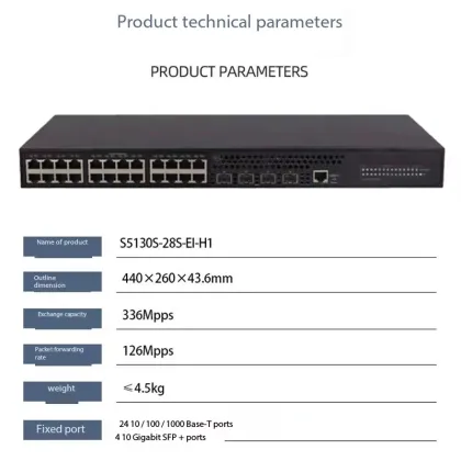 2024 Top Selling H3C Huasan S5130S-28S-EI-H1 24-Port Gigabit Power Fiber Layer 2 Switch with POE and Stackable Capabilities: Comprehensive Features Overview